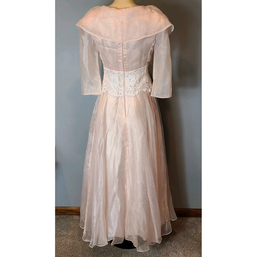 Fairy Maxi Dress Pink Lace Dreamy Women Ren Faire 70s 90s Sz 6 Ethereal Coquette - Picture 8 of 11